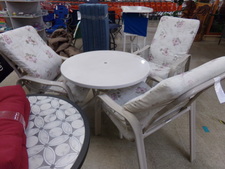 OUTDOOR TABLE with 3 chairs and removable cushions.  
$101.30