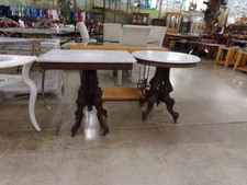 ANTIQUE PARLOR TABLES.  Solid walnut carved - probably from the 30's.  Featured here is the rectangle one.
$79.20