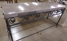 Sofa/entryway table
Base is a grey iron
Top is a lavender-toned marble
$66.90