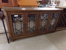 Wooden multi-use cabinet with tarnished mirror doors.  Has electrical outlets inside right.  5 ft long
*Walter of Wabash brand
$371.30