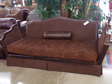 Unique brown sofa. Acorn posts can be replaced - lots of custom options online.
$548.50